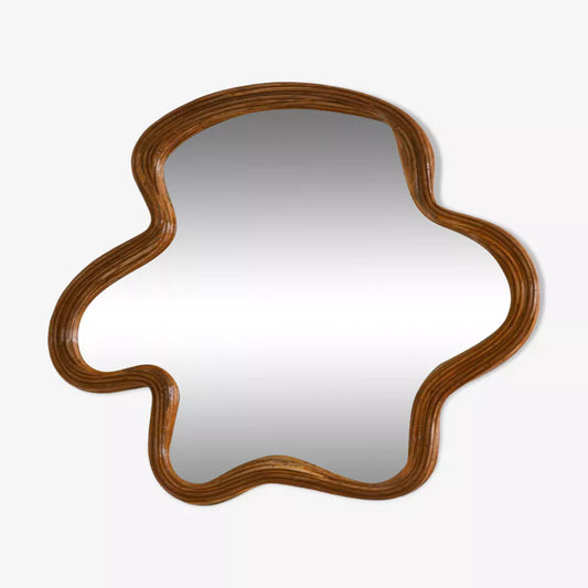 Organic Shaped Rattan Mirror