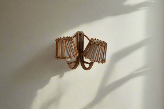 Double Bent Rattan Wall Sconce
