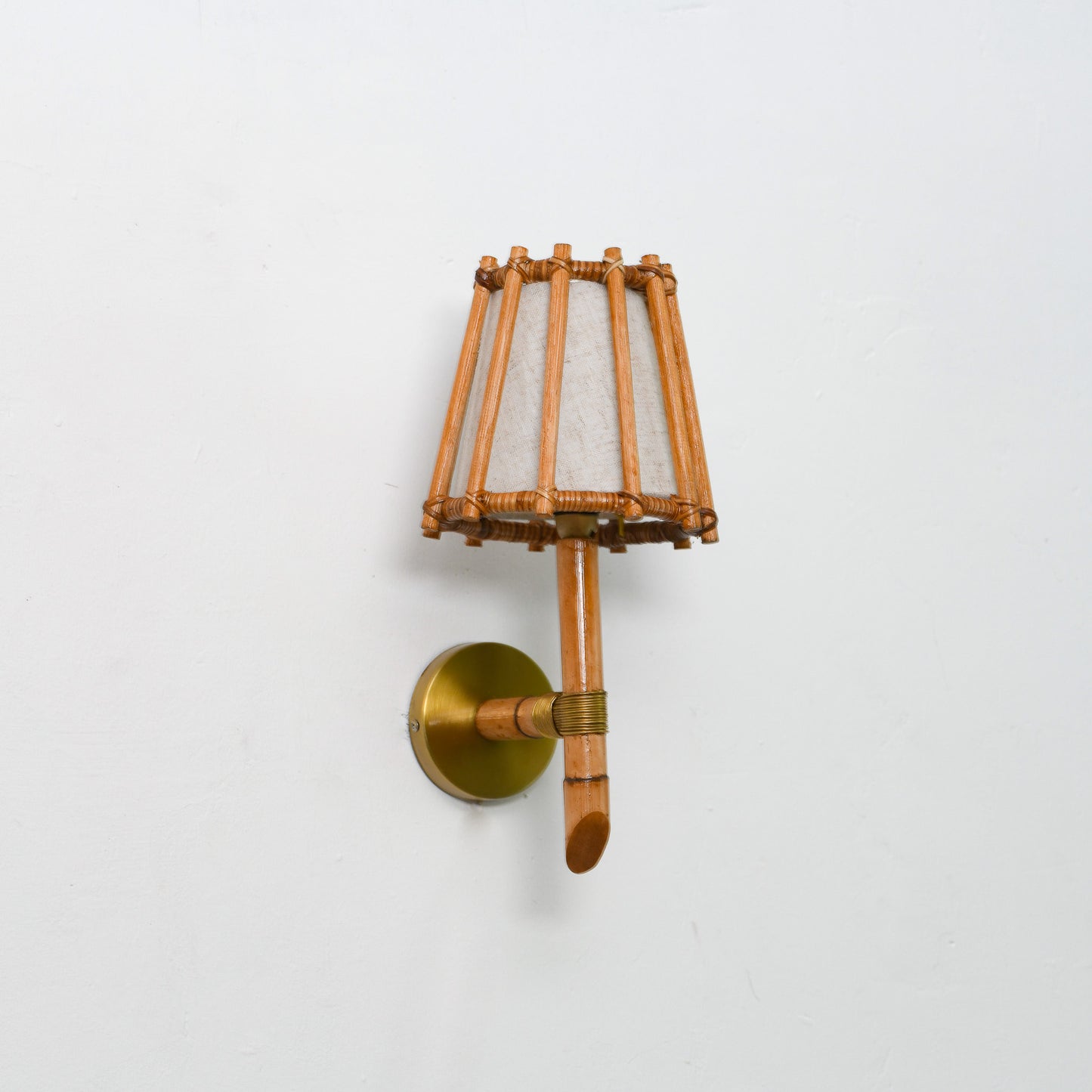 Brass & Rattan Wall Sconce