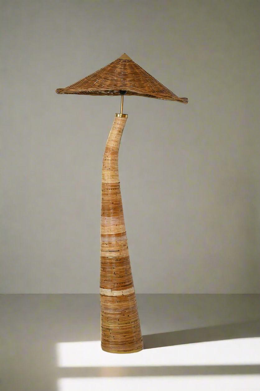 Shroom 002 rattan floor lamp