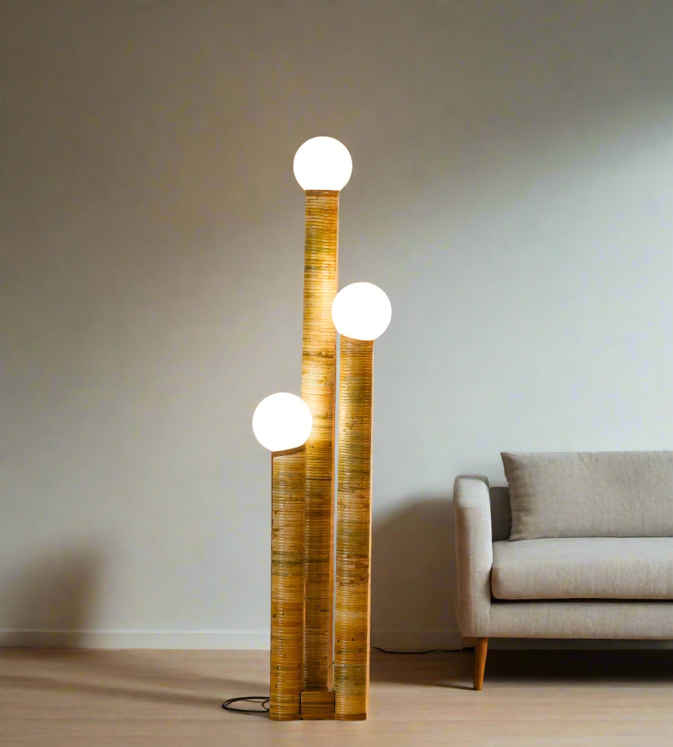 Luigi Rattan Trio Floor lamp