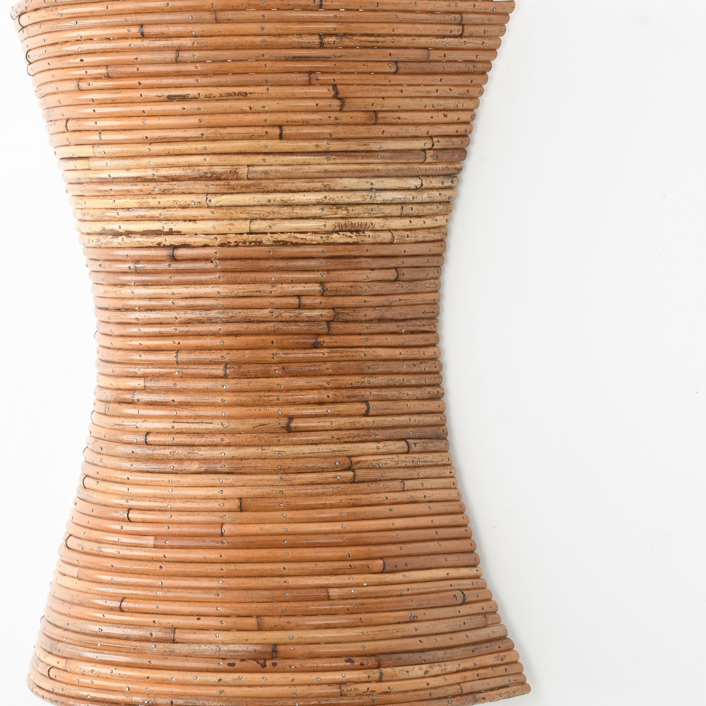 Pair of Hour Glass Shaped Rattan Wall Sconces