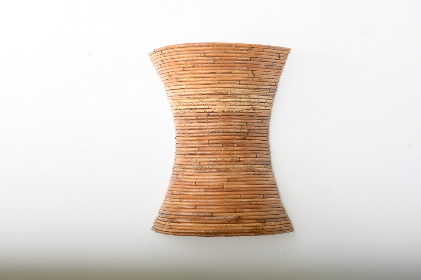Pair of Hour Glass Shaped Rattan Wall Sconces