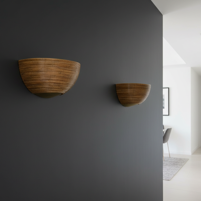 Canna Wall Sconce — Warm Light Through Rattan Reed | Rattanology