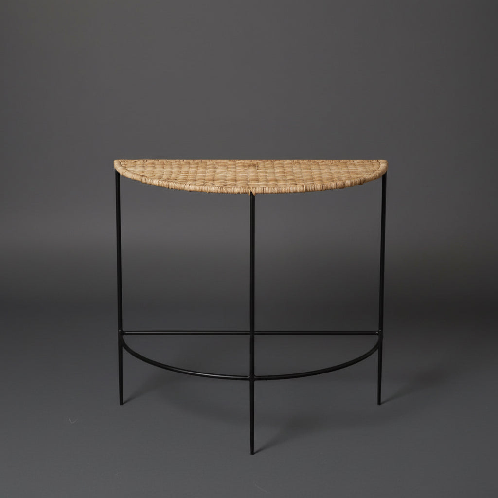 Noir Arc Console - Natural Woven Rattan Clear Finish - Handcrafted by Rattanology