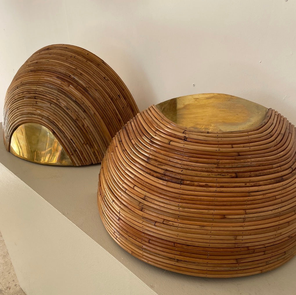 Canna Rattan Wall Sconce Pair — Styled Interior Setting | Rattanology