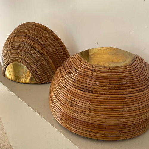 Canna Rattan Wall Sconce Pair — Styled Interior Setting | Rattanology