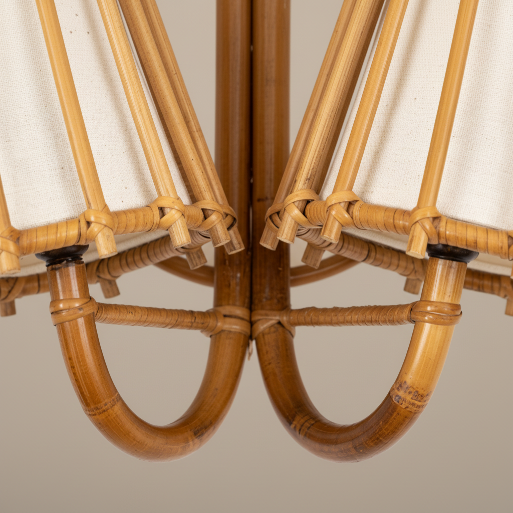 Duo Rattan Wall Sconce — Vintage-Inspired Silhouette, Side Profile | Rattanology USA