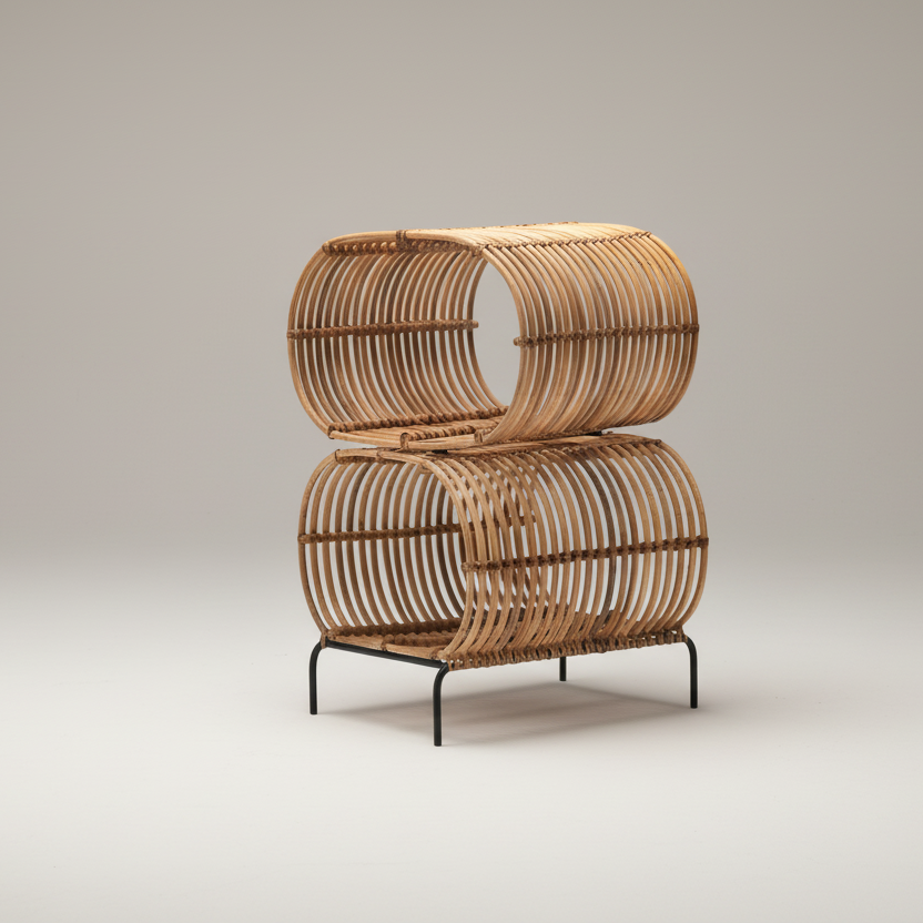 Side Table Rattan Furnic Handcrafted Rattan Side Table | Modular Stackable Mid-Century Furniture ...