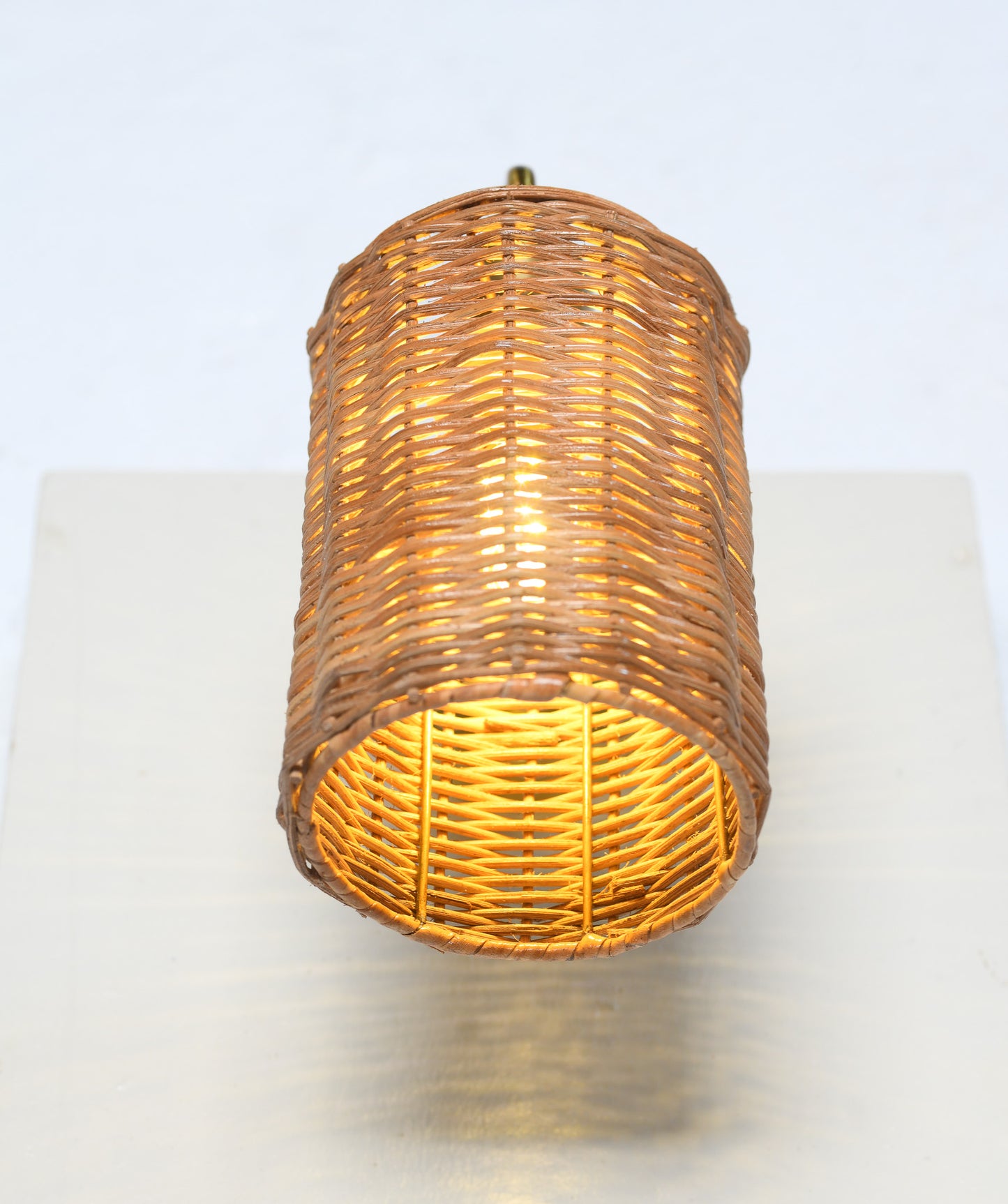 Sphere Shaped Wicker & Brass Wall Sconce
