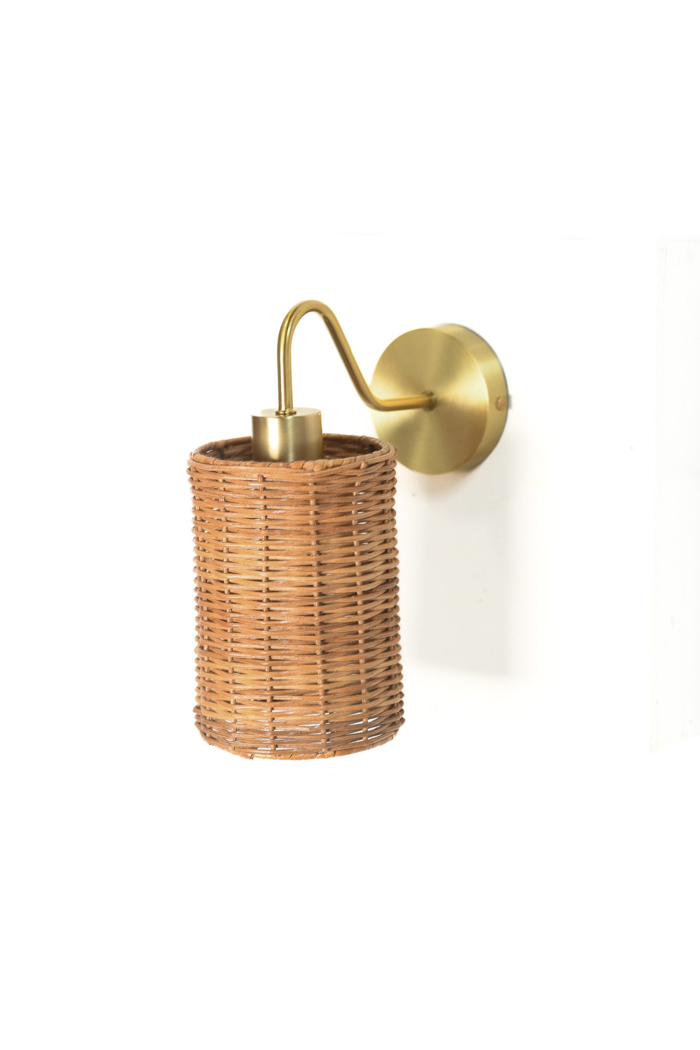 Sphere Shaped Wicker & Brass Wall Sconce