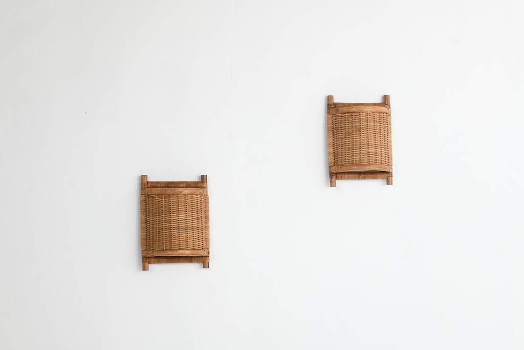 Handcrafted Rattan Wall Lamp- Set of 2