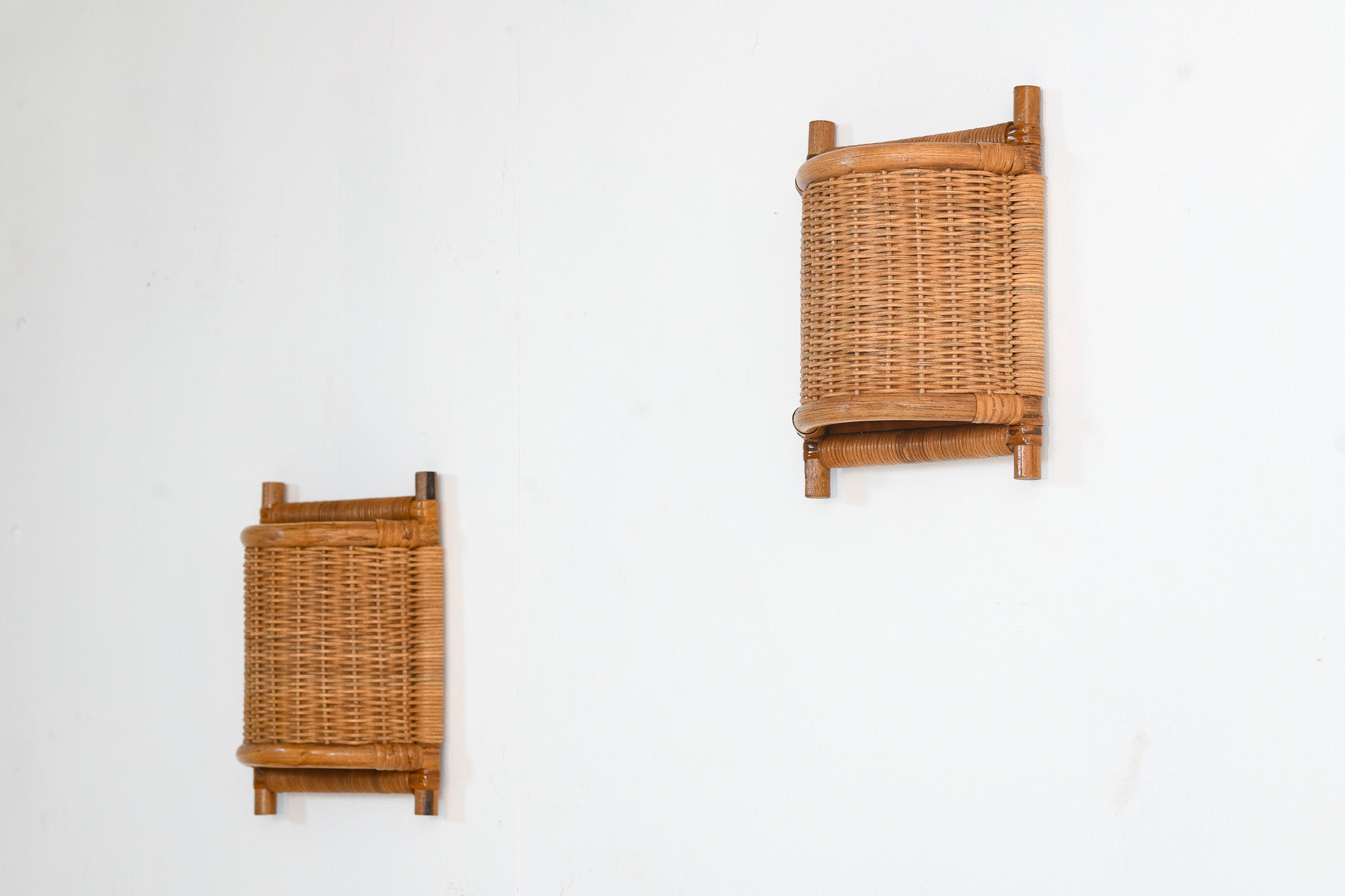 Handcrafted Rattan Wall Lamp- Set of 2