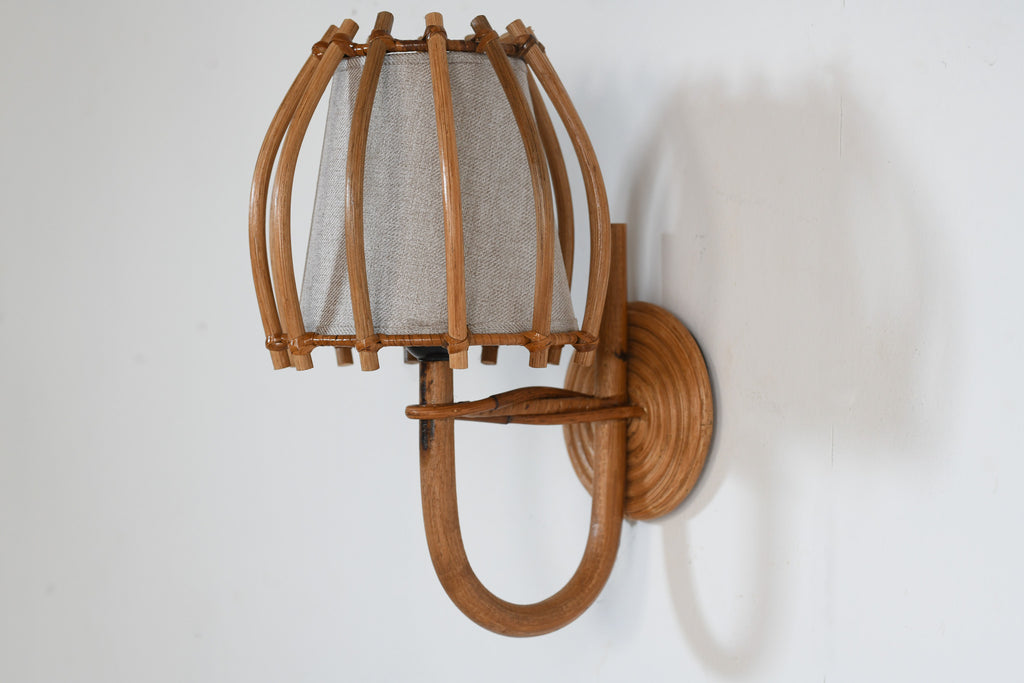 Bent Rattan Wall Lamp - Set of 2