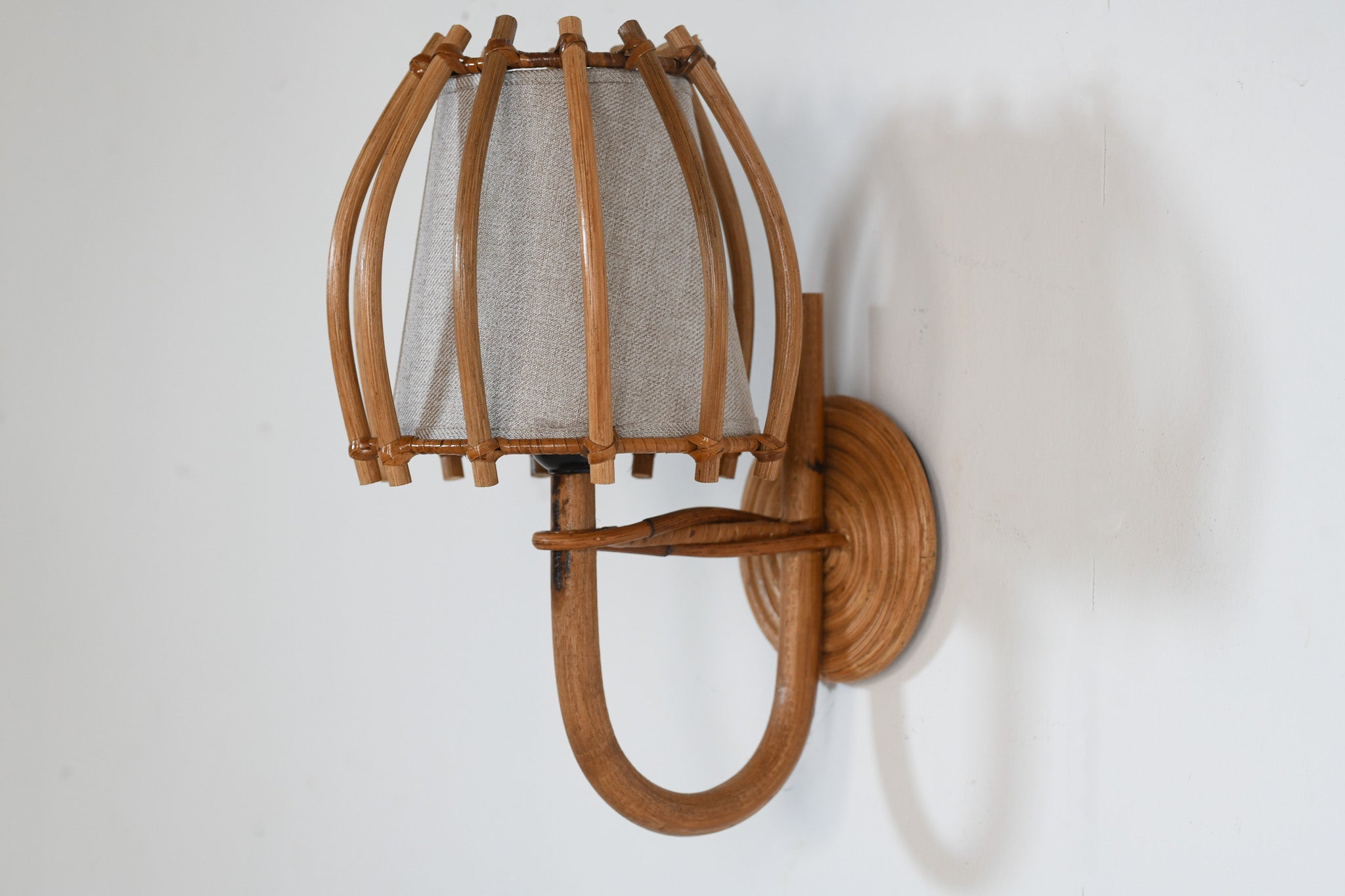 Bent Rattan Wall Lamp - Set of 2