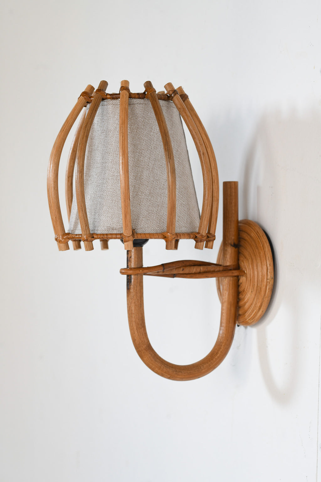 Bent Rattan Wall Lamp - Set of 2