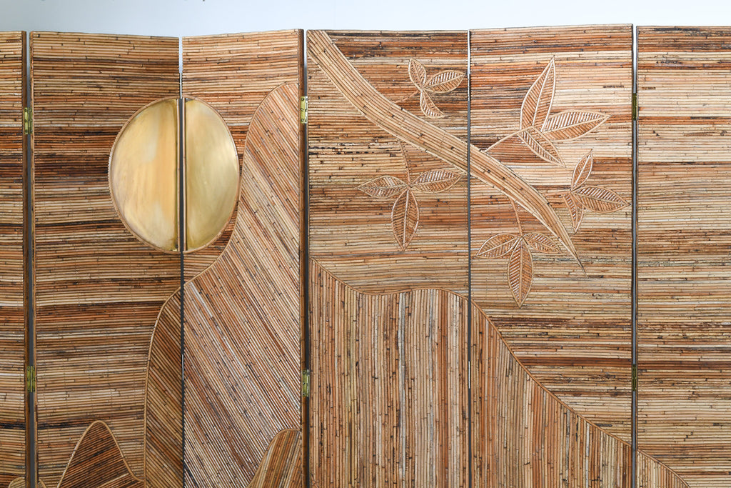 Day & Night Handcrafted Rattan  Folding Screen