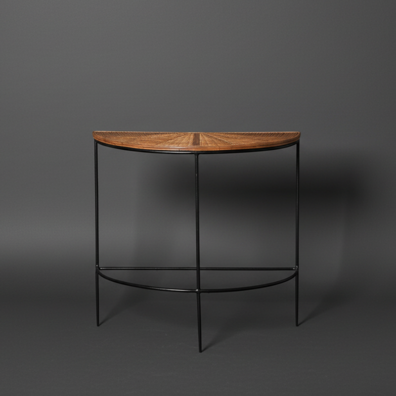 Noir Arc Rattan Console - Natural Skin-On Rattan Top - Handcrafted by Rattanology