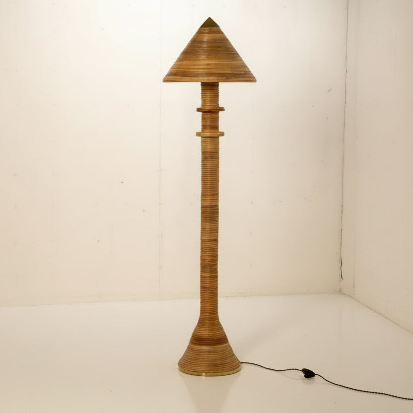 Rattan Capri Floor Lamp — studio shot, natural rattan wrap floor lamp by Rattanology