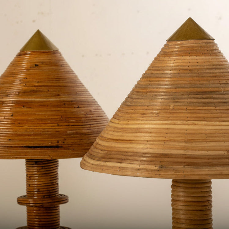 Rattan Capri Floor Lamp — lifestyle shot, warm ambient lighting, coastal interior