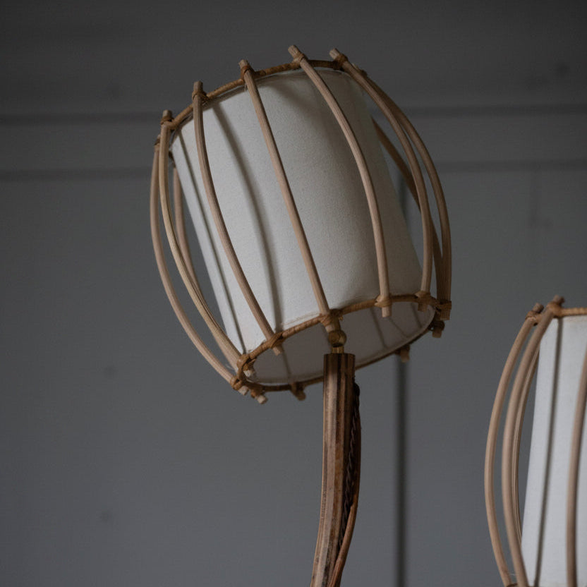Calyx Rattan Floor Lamp — full view, handcrafted rattan, Rattanology UK, USA