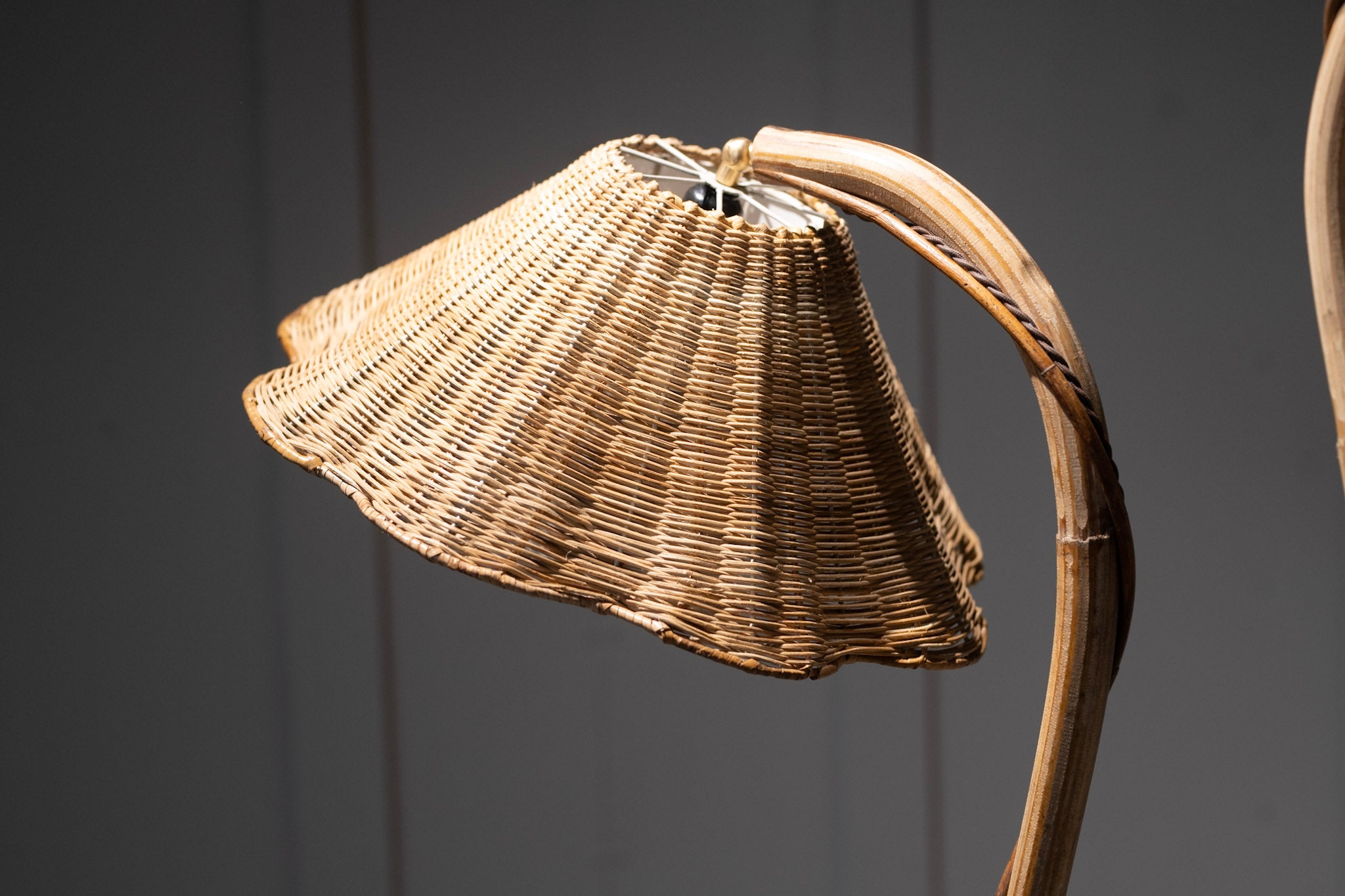 Thalia Rattan Floor Lamp — full view, twisted rattan stems, Rattanology UK, USA