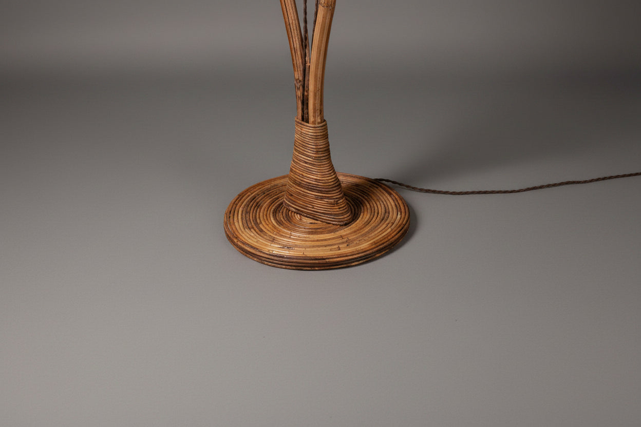 Thalia Rattan Floor Lamp in room setting — sculptural botanical lighting, USA