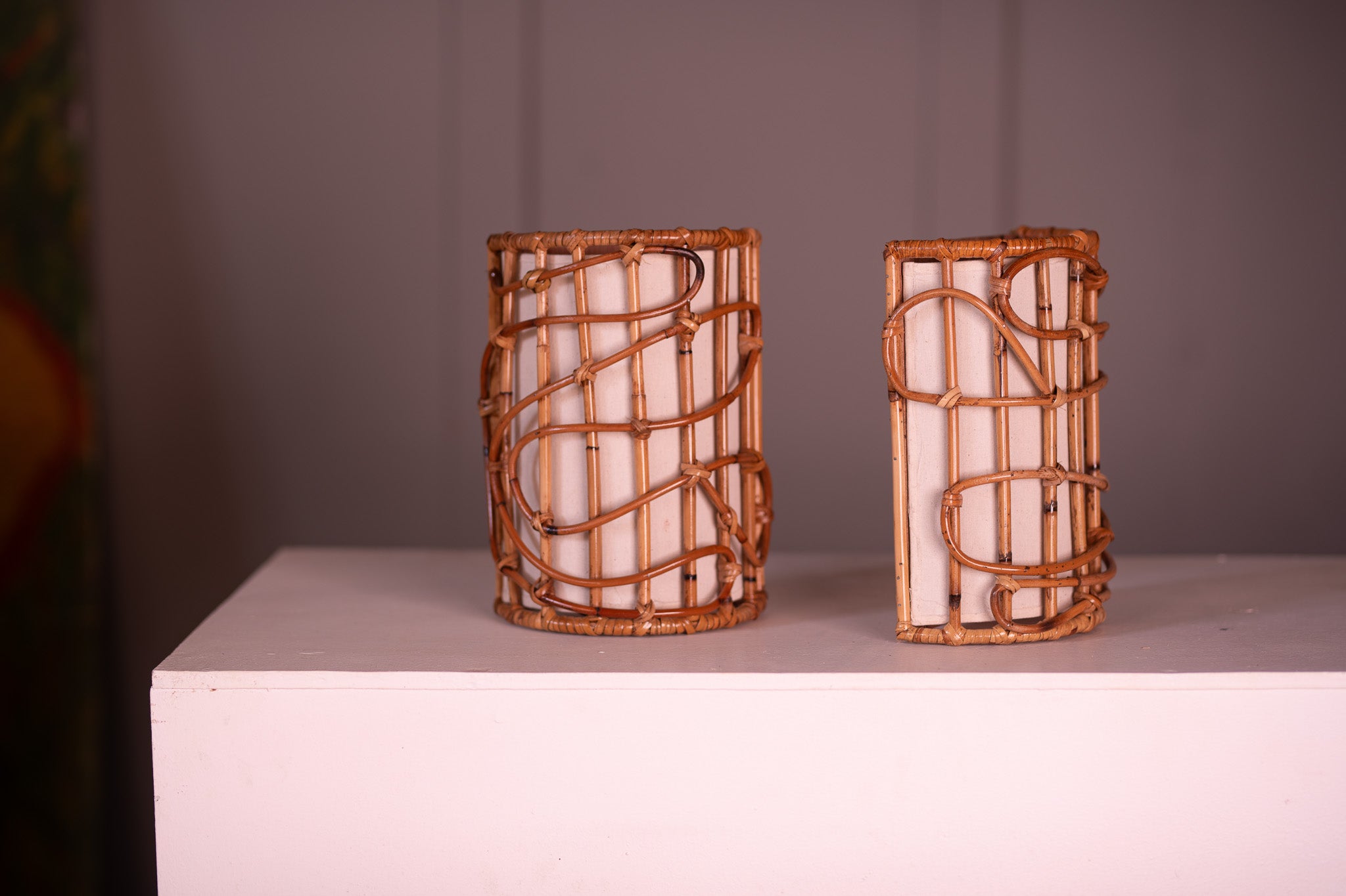 Whisper| Organic Rattan Wall Sconce (Set of Two)
