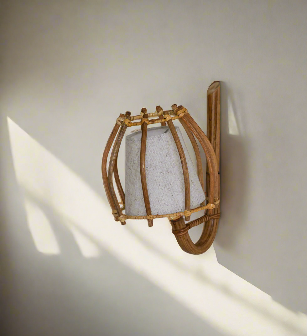 Bent Rattan Wall Sconce 02