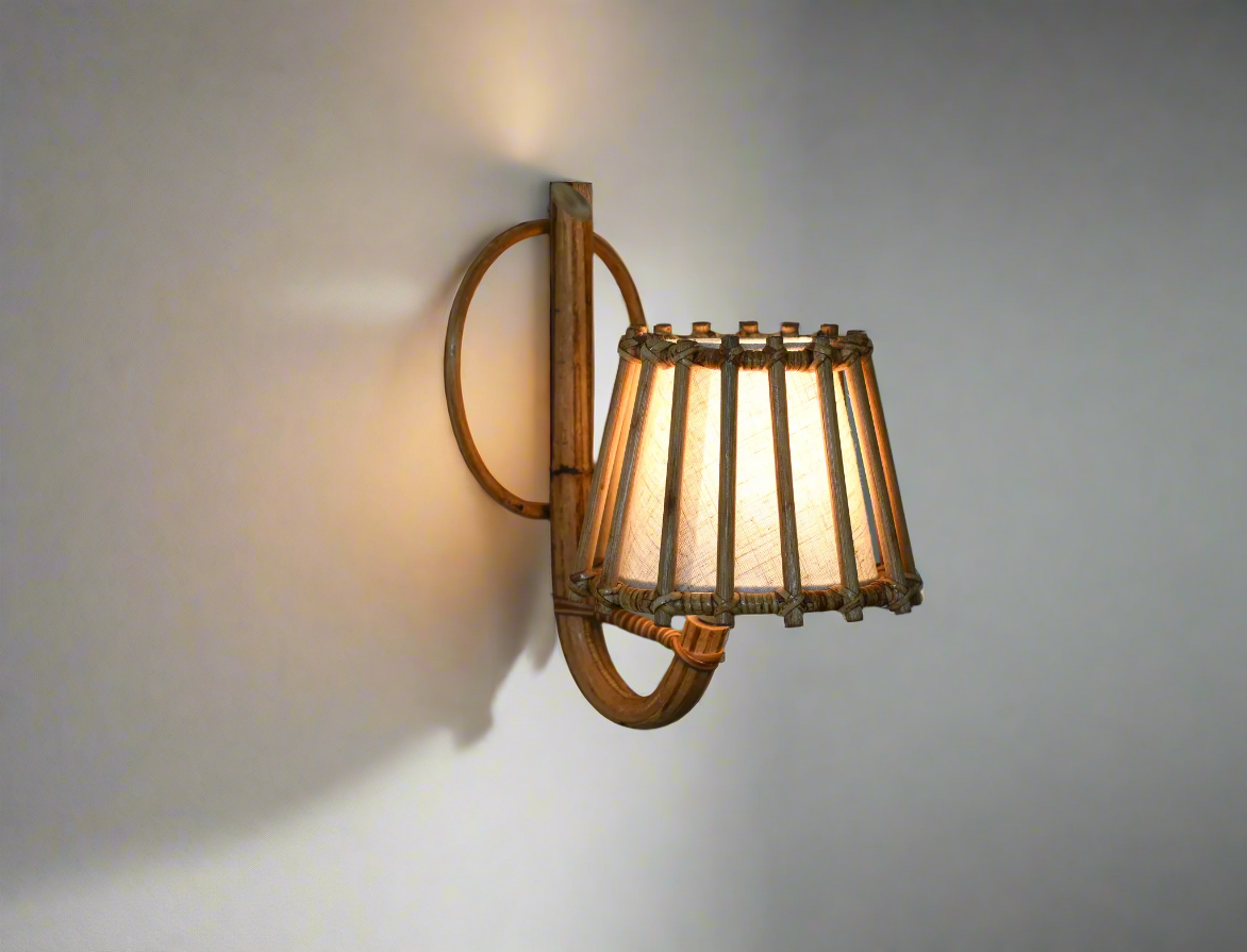 Bent Rattan Wall Sconce