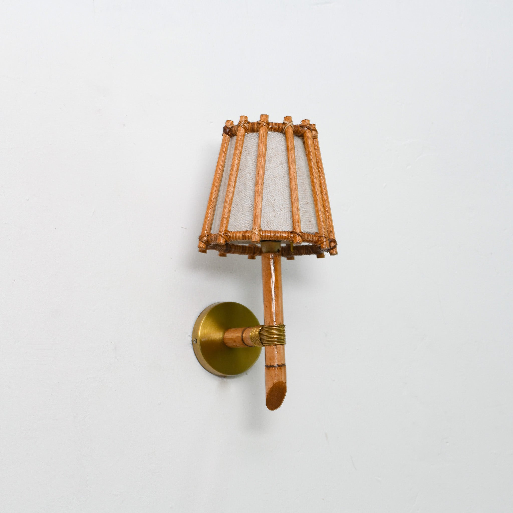 Brass & Rattan Wall Sconce