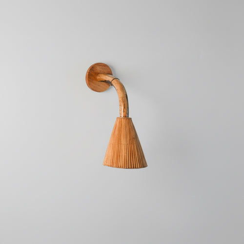 Cone 002 Rattan Wall Lamp — tapered cone shade on organic rattan pole