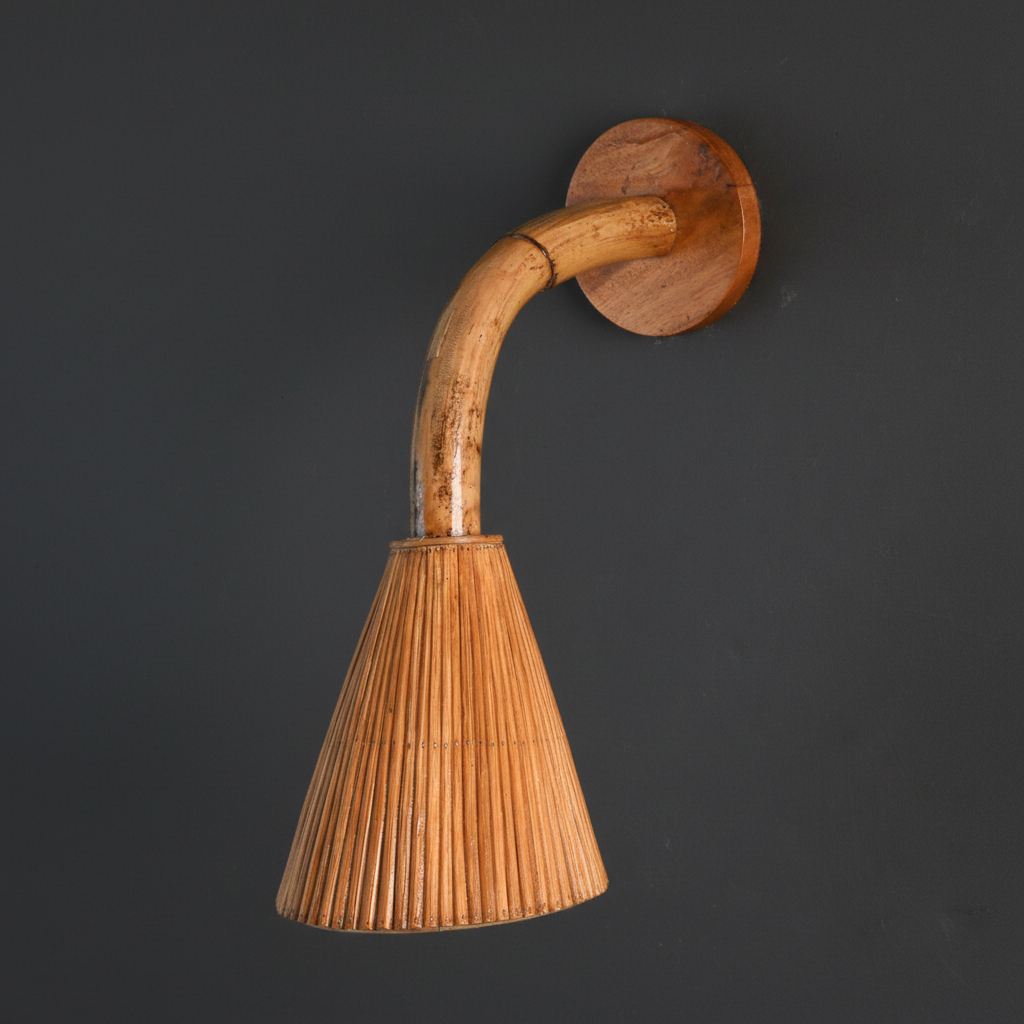 Cone 002 Handcrafted Rattan Wall Lamp — pencil reed cone shade, Rattanology