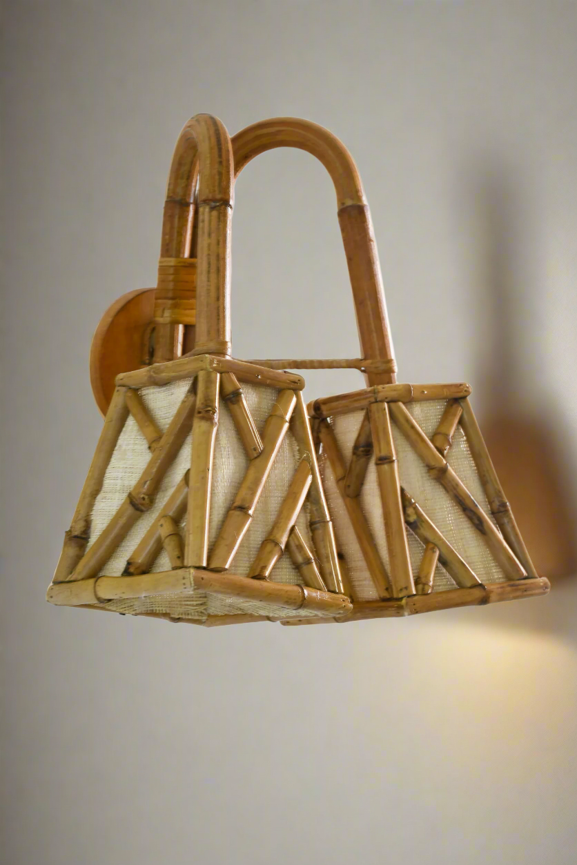 Chippendale Rattan & Bamboo Dual Sconce