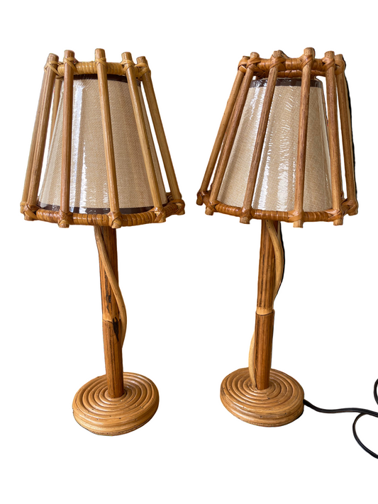 Pair of Rattan Table Lamp