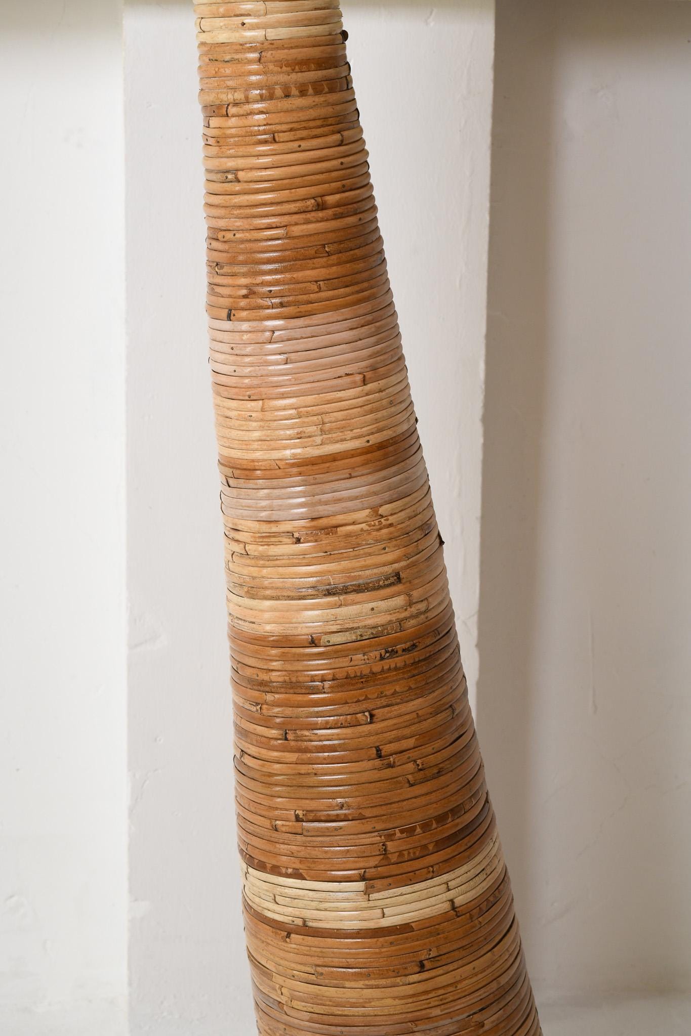 Shroom 002 rattan floor lamp base construction, organic rattan