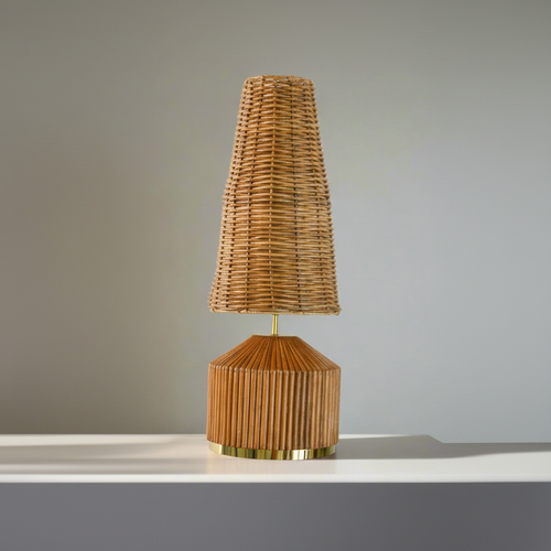 Aliah Rattan Table Lamp on Premium Grey Background
