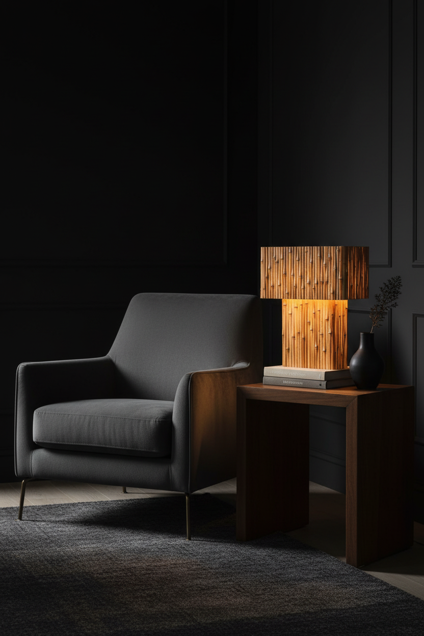 Plinth Lamp | Sculptural Bamboo Table Lamp