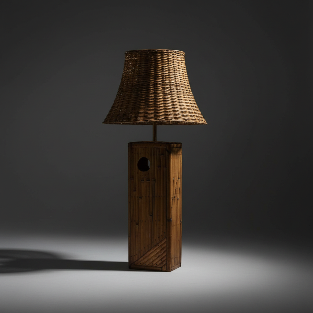 Bamboo Table Lamp on Dark Grey Background