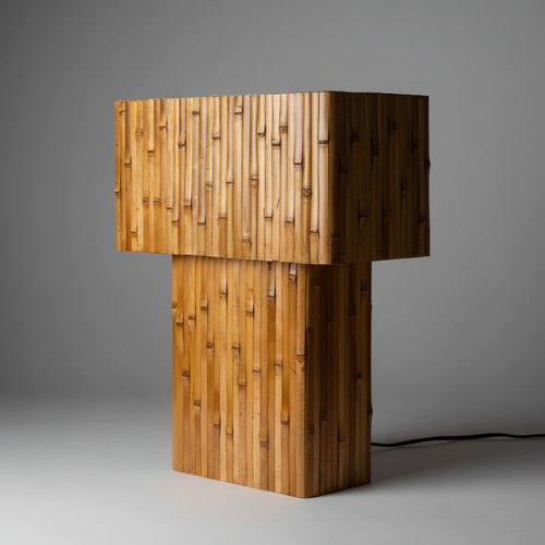 Bamboo table lamp square profile