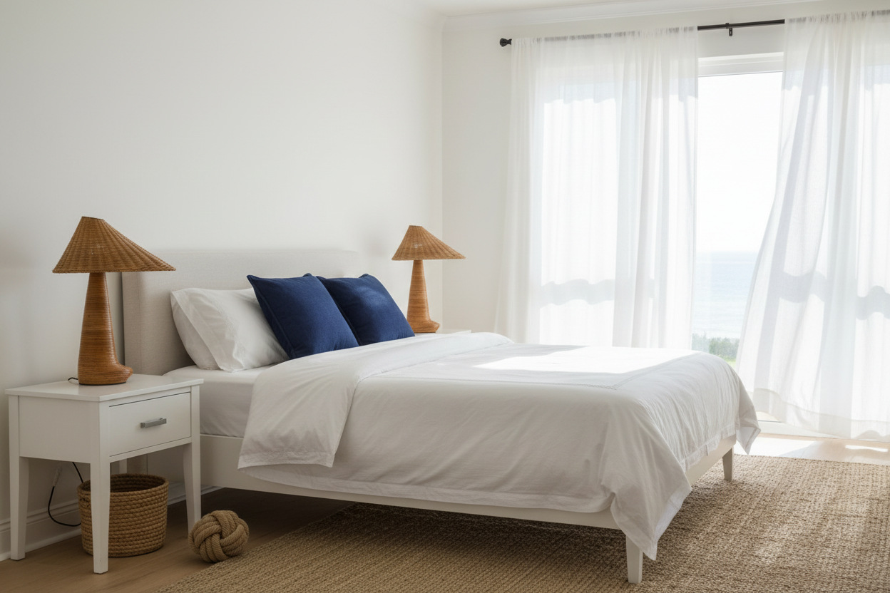 Chloe Lamps - Bright Coastal Bedroom