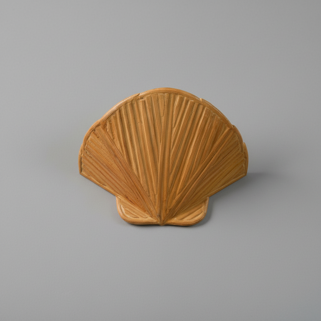Riviera Rattan Wall Sconce — Shell Form Profile View | Rattanology USA