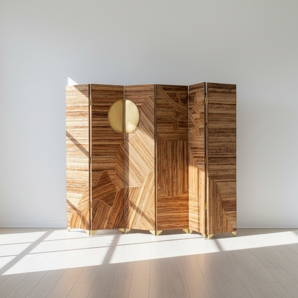 Rattan Folding Screen Night & Day