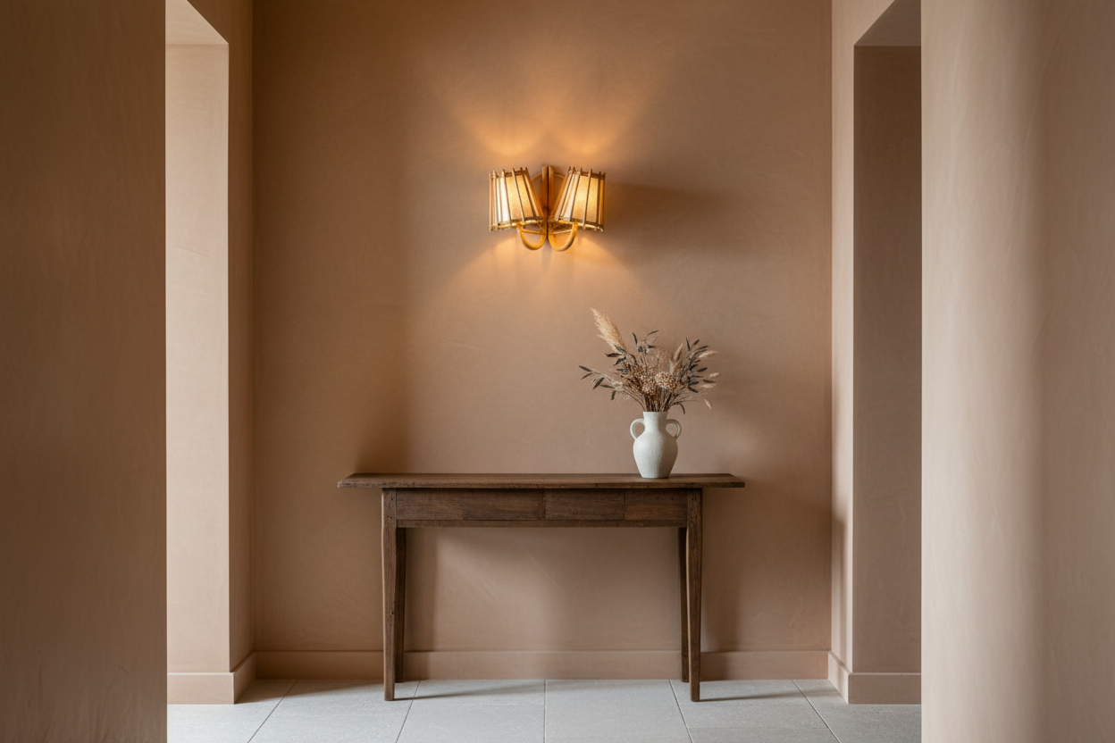 Duo Rattan Wall Sconce — Hallway