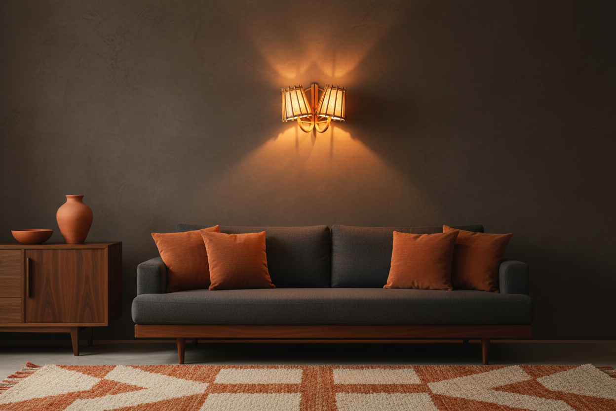 Duo Rattan Wall Sconce — Terracotta