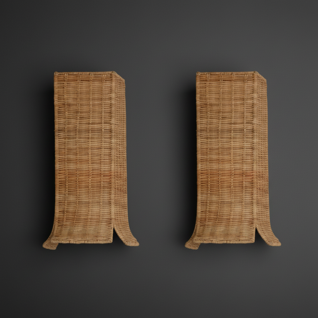 Eambra Wicker Wall Sconce Pair Dark Grey Background