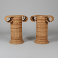 Greek Column Wicker Pedestal Pair Accurate