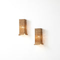 Handcrafted Wicker Wall Lamp Pair - Organic Modern Design