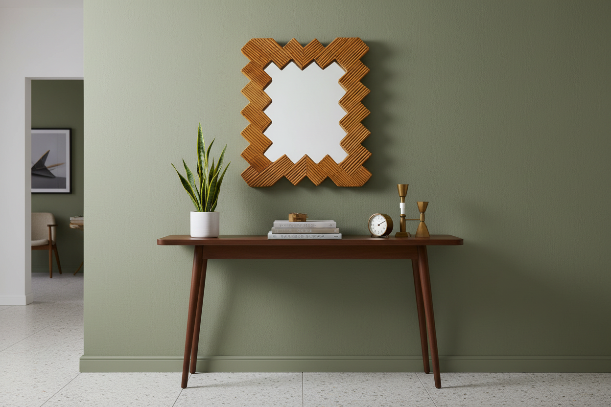 Herringbone Mirror Mid-Century Entryway