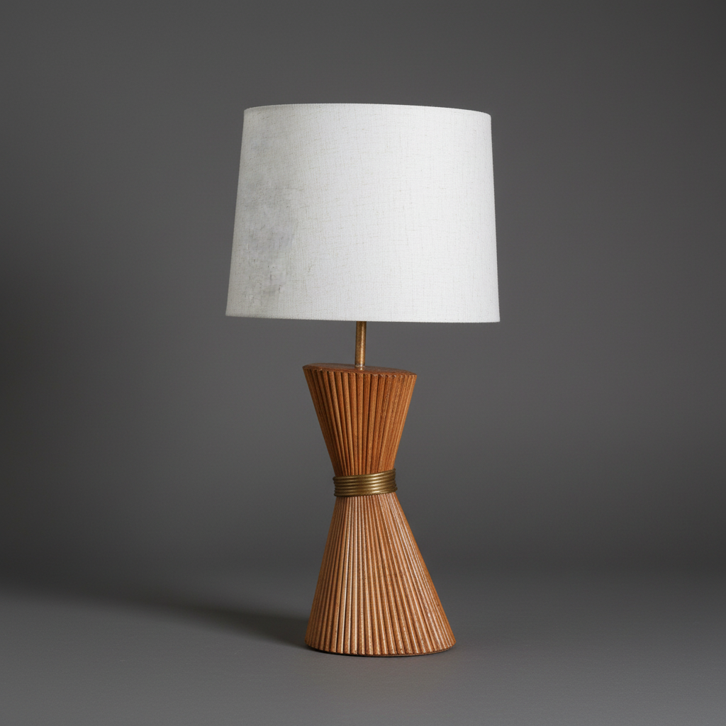 Hourglass Rattan Lamp on Darker Grey Background